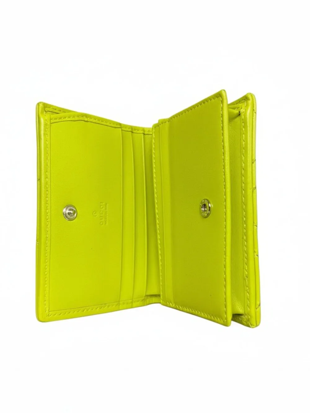 GUCCI GG MARMONT Bifold wallet lime green leather - Picture 3 of 6